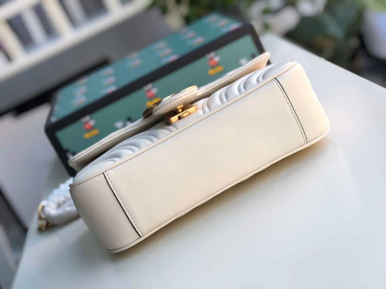 1:1 Replica Gucci Marmont Matelassé Mini Bag White For Women 8.5in/22cm GG 446744 DTDIT 9022 - Image 7