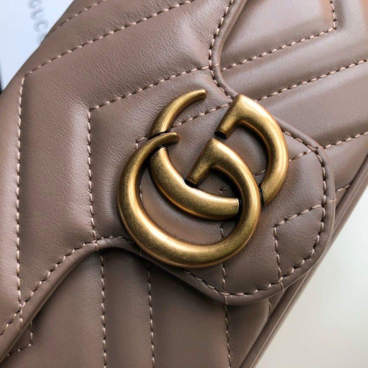 1:1 Replica Gucci Marmont Matelassé Super Mini Bag Beige Matelassé Chevron For Women 6.2in/16.5cm GG - Image 7