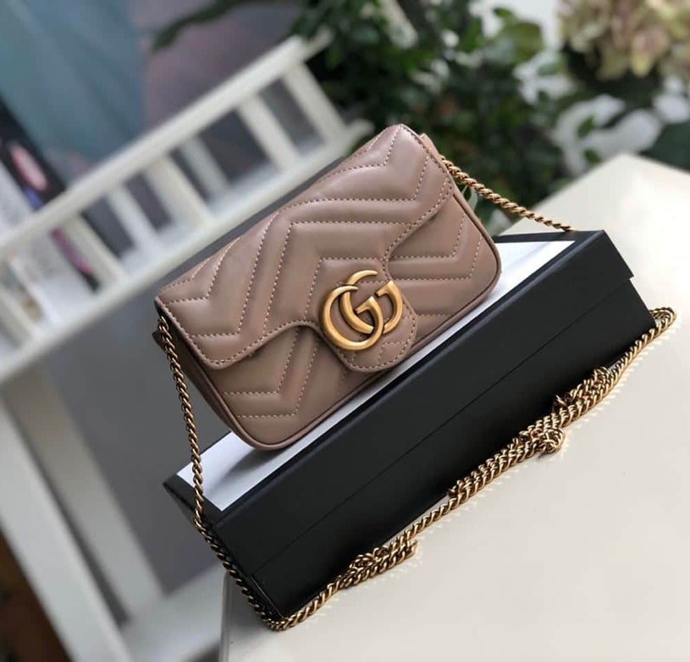 1:1 Replica Gucci Marmont Matelassé Super Mini Bag Beige Matelassé Chevron For Women 6.2in/16.5cm GG
