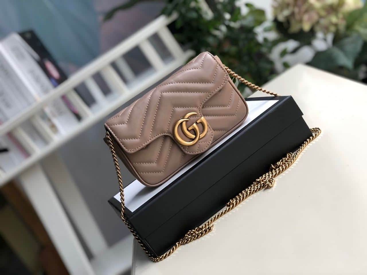 1:1 Replica Gucci Marmont Matelassé Super Mini Bag Beige Matelassé Chevron For Women 6.2in/16.5cm GG - Image 9