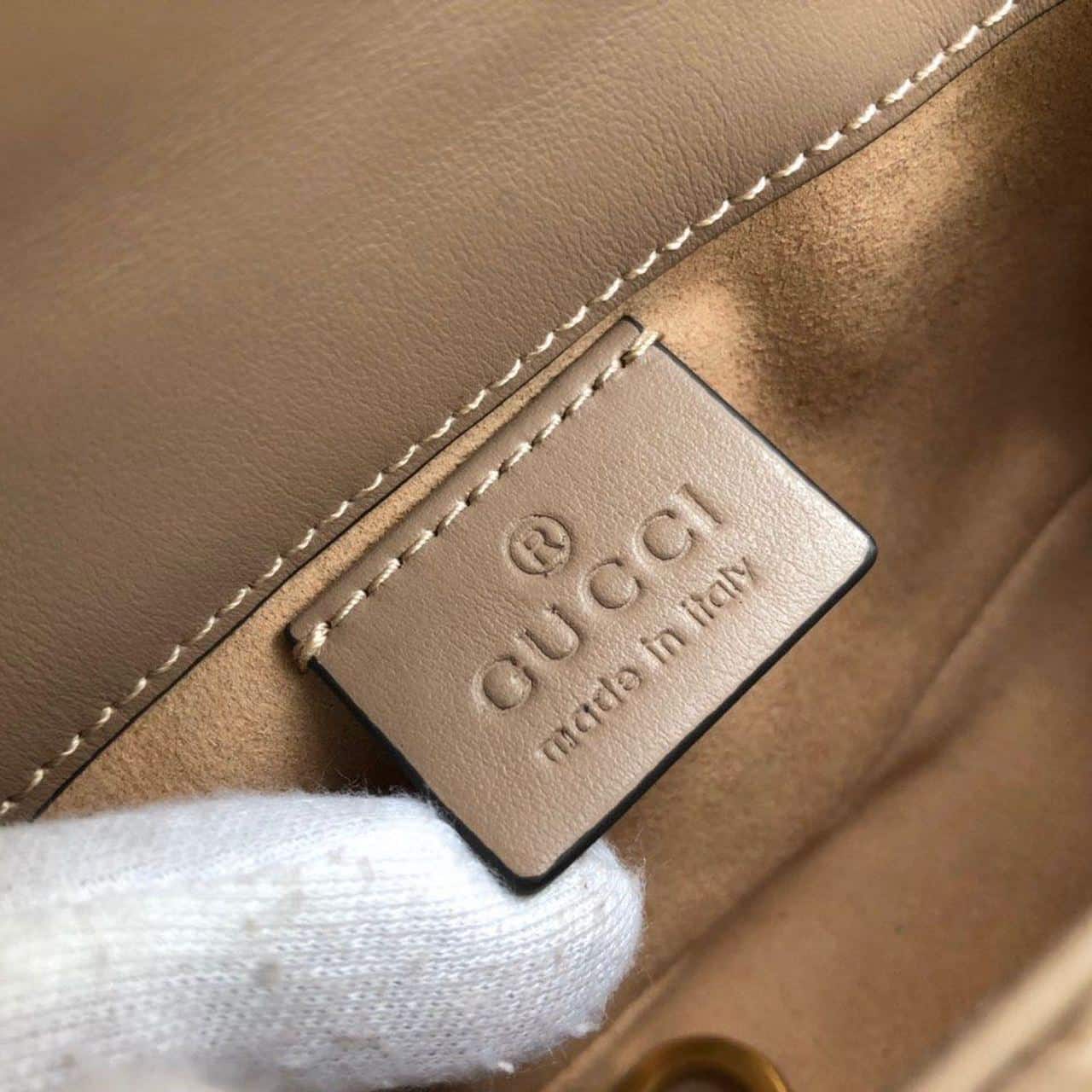 1:1 Replica Gucci Marmont Matelassé Super Mini Bag Beige Matelassé Chevron For Women 6.2in/16.5cm GG - Image 10