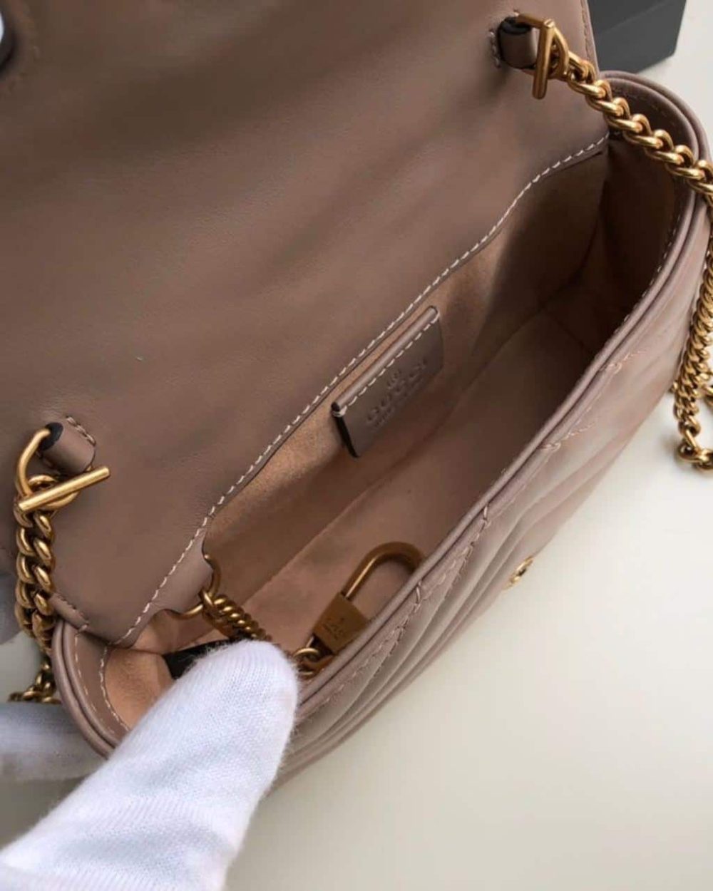 1:1 Replica Gucci Marmont Matelassé Super Mini Bag Beige Matelassé Chevron For Women 6.2in/16.5cm GG