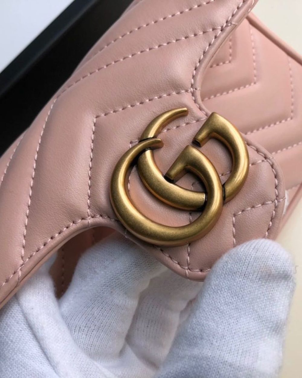 1:1 Replica Gucci Marmont Matelassé Super Mini Bag Dusty Pink Chevron For Women 6.2in/16.5cm GG 476433 DTDCT 5729