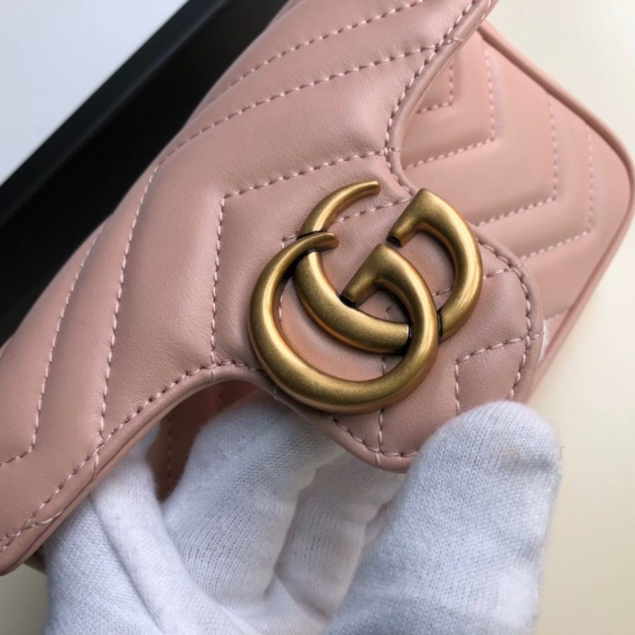 1:1 Replica Gucci Marmont Matelassé Super Mini Bag Dusty Pink Chevron For Women 6.2in/16.5cm GG 476433 DTDCT 5729 - Image 8