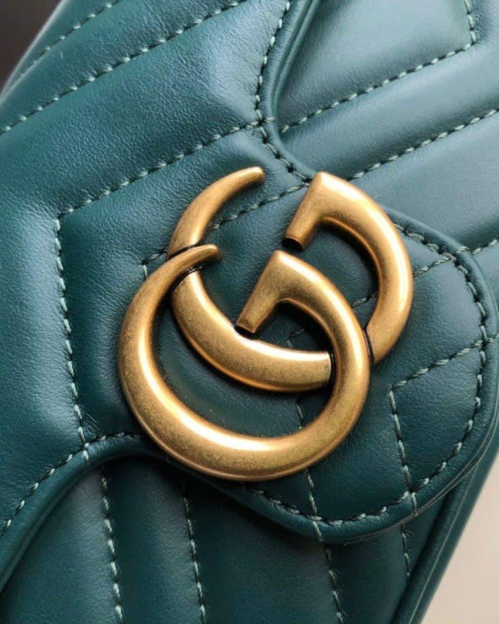 1:1 Replica Gucci Marmont Matelassé Super Mini Bag Green Matelassé Chevron For Women 6.2in/16.5cm GG