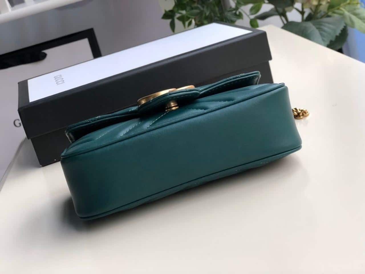 1:1 Replica Gucci Marmont Matelassé Super Mini Bag Green Matelassé Chevron For Women 6.2in/16.5cm GG - Image 3