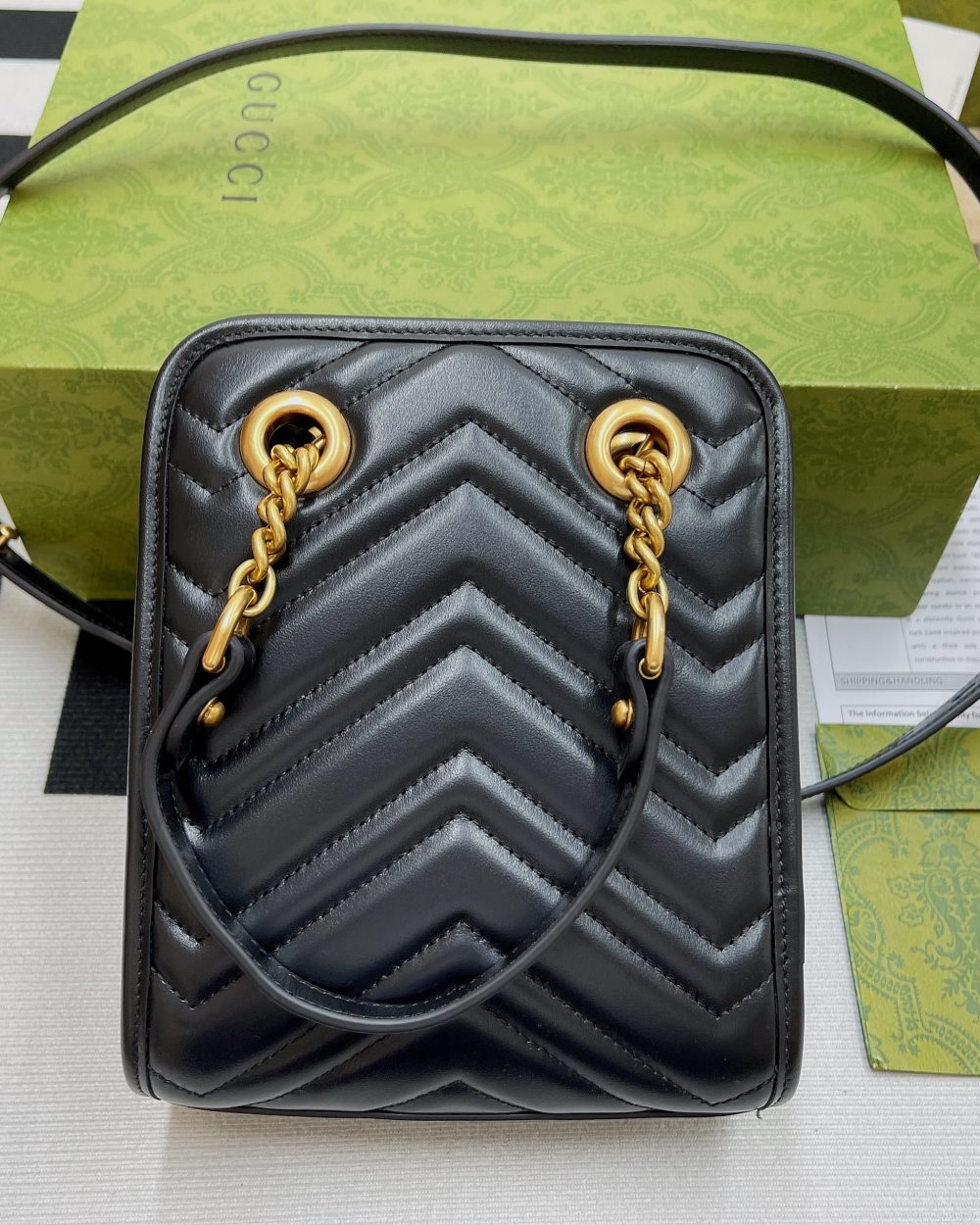 1:1 Replica Gucci Marmont Matelasse Mini Bag Black For Women, Women's Bags 7.5in/19cm GG ‎696123 DTDHT 1000
