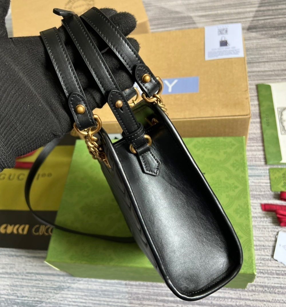1:1 Replica Gucci Marmont Matelasse Mini Bag Black For Women, Women's Bags 7.5in/19cm GG ‎696123 DTDHT 1000