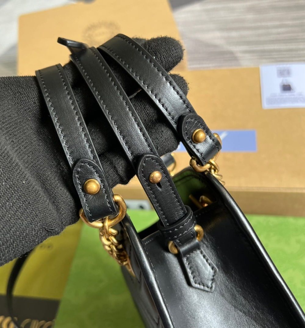 1:1 Replica Gucci Marmont Matelasse Mini Bag Black For Women, Women's Bags 7.5in/19cm GG ‎696123 DTDHT 1000