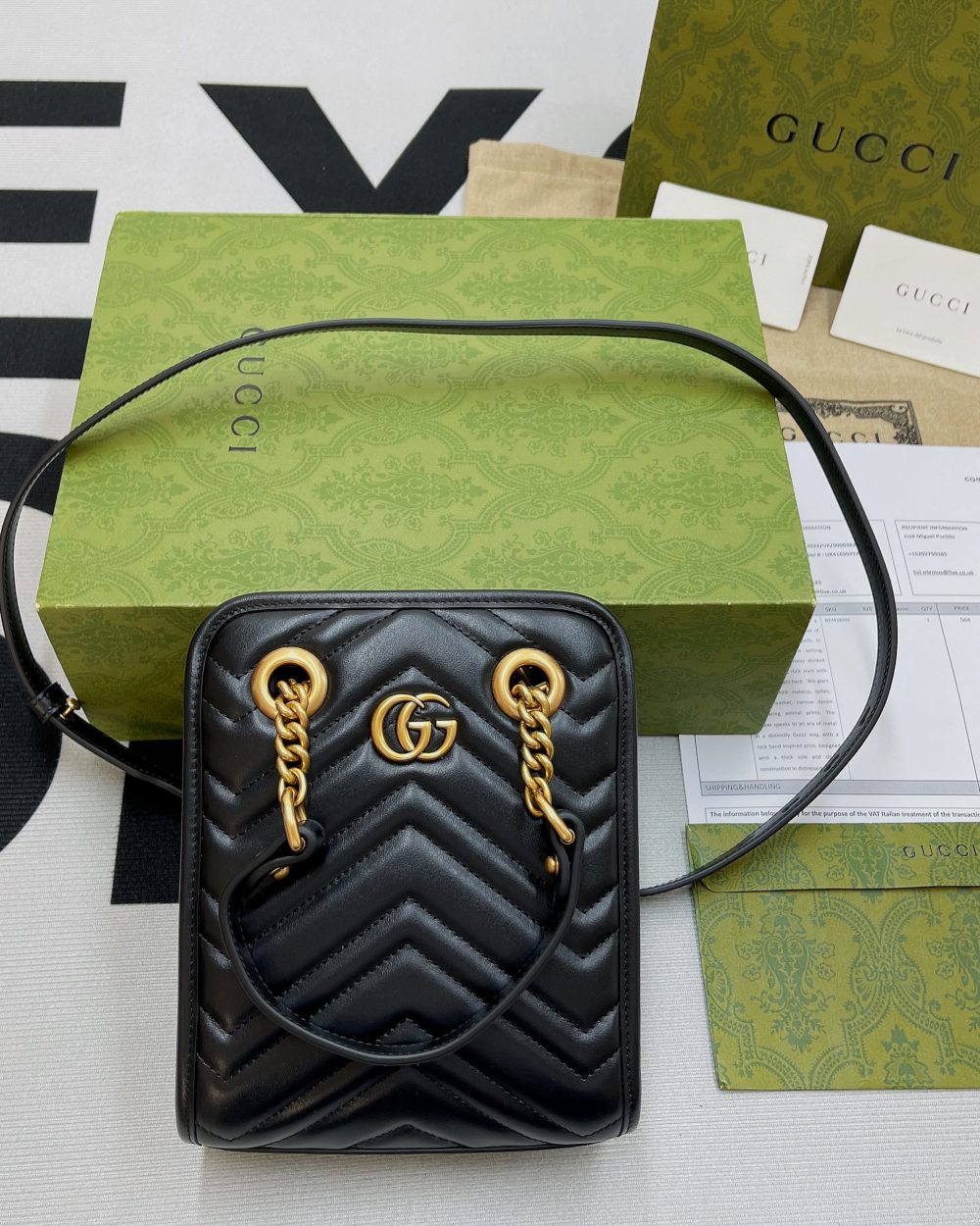 1:1 Replica Gucci Marmont Matelasse Mini Bag Black For Women, Women's Bags 7.5in/19cm GG ‎696123 DTDHT 1000