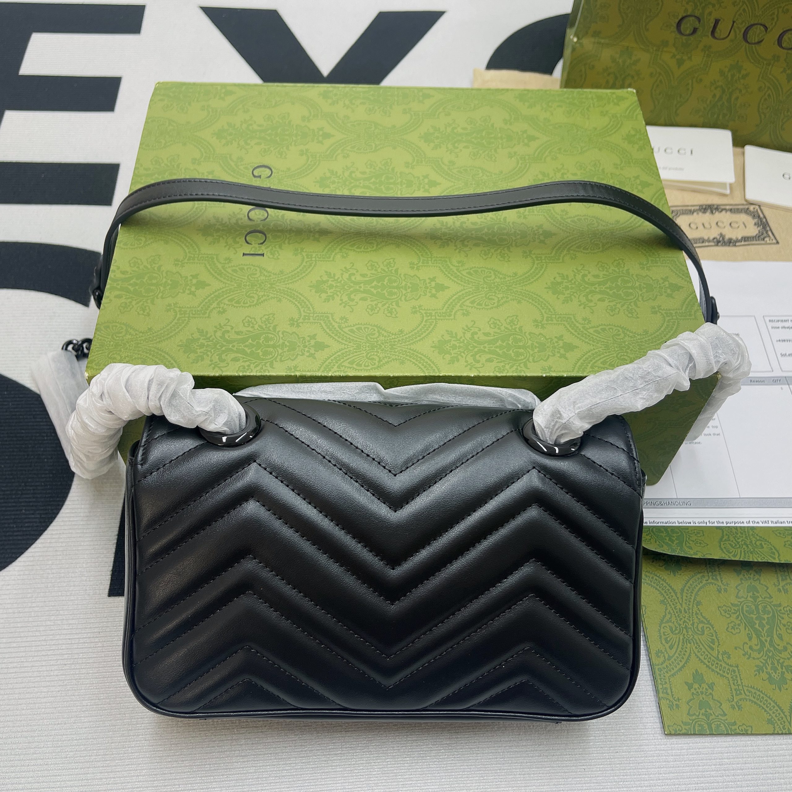 1:1 Replica Gucci Marmont Matelasse Mini Bag Black For Women, Women's Bags 8.5in/22cm GG - Image 8