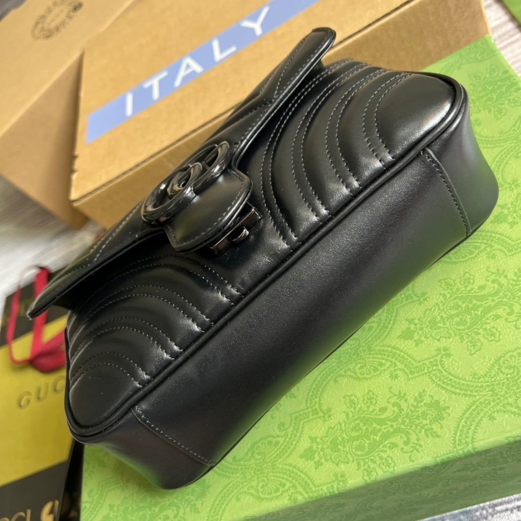 1:1 Replica Gucci Marmont Matelasse Mini Bag Black For Women, Women's Bags 8.5in/22cm GG - Image 4