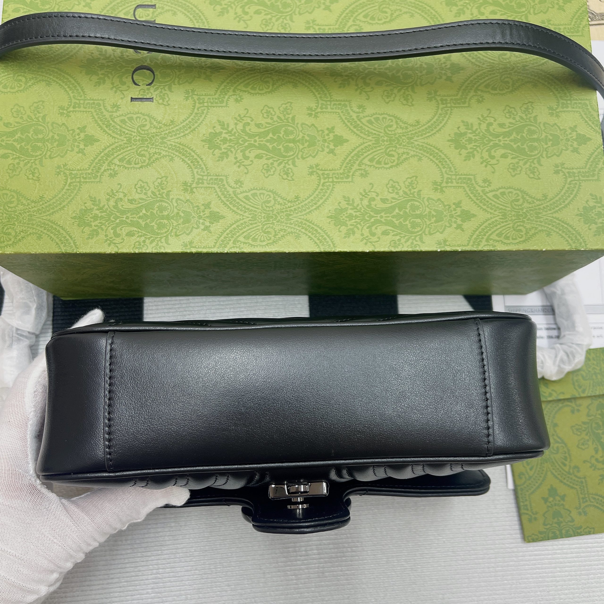 1:1 Replica Gucci Marmont Matelasse Mini Bag Black For Women, Women's Bags 8.5in/22cm GG - Image 9