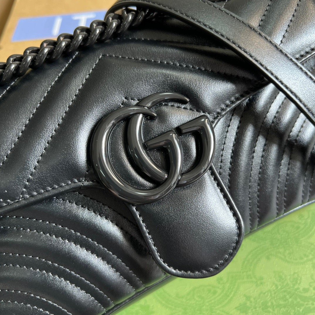 1:1 Replica Gucci Marmont Matelasse Mini Bag Black For Women, Women's Bags 8.5in/22cm GG - Image 5