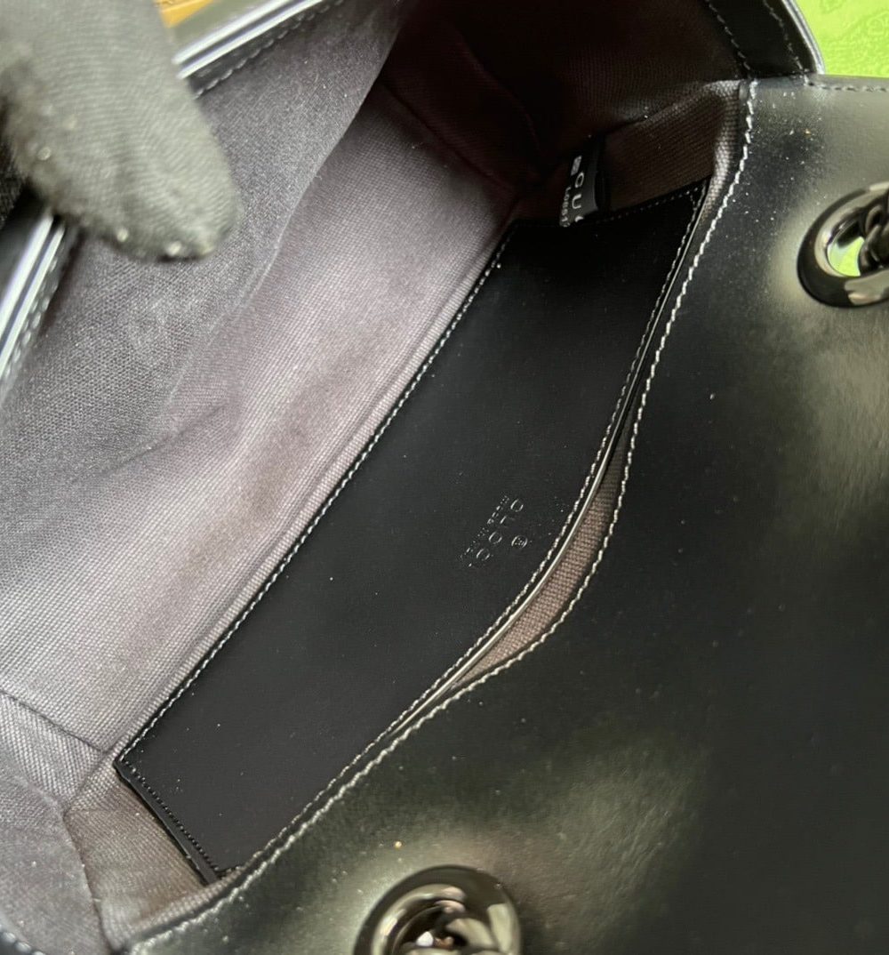 1:1 Replica Gucci Marmont Matelasse Mini Bag Black For Women, Women's Bags 8.5in/22cm GG