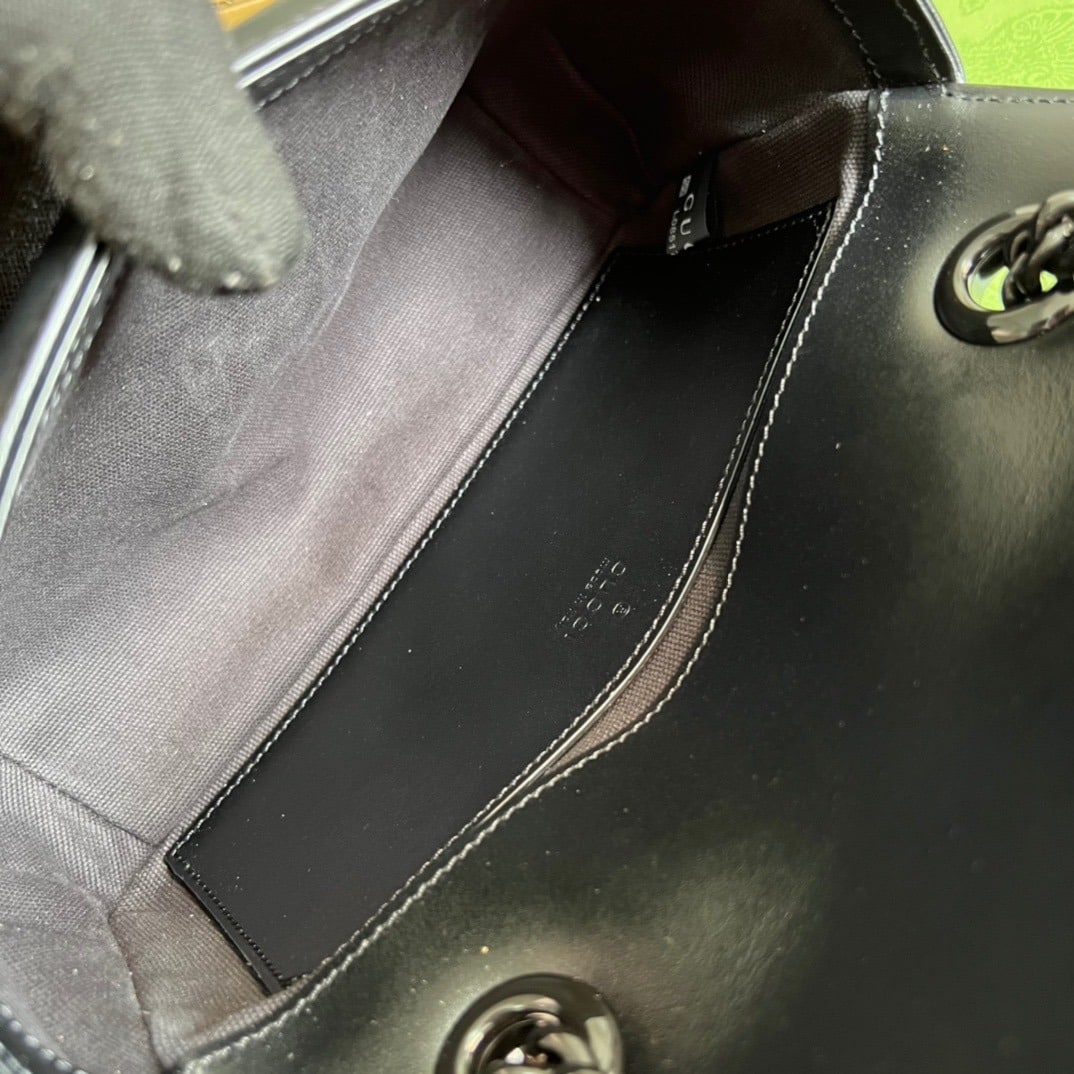 1:1 Replica Gucci Marmont Matelasse Mini Bag Black For Women, Women's Bags 8.5in/22cm GG - Image 6