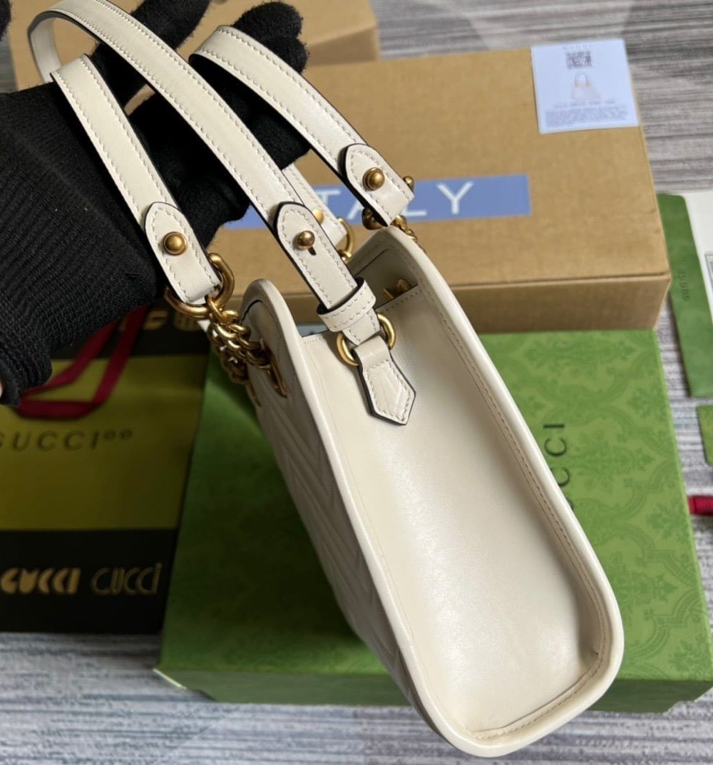 1:1 Replica Gucci Marmont Matelasse Mini Bag White For Women, Women's Bags 7.5in/19cm GG 696123 DTDHT 9022