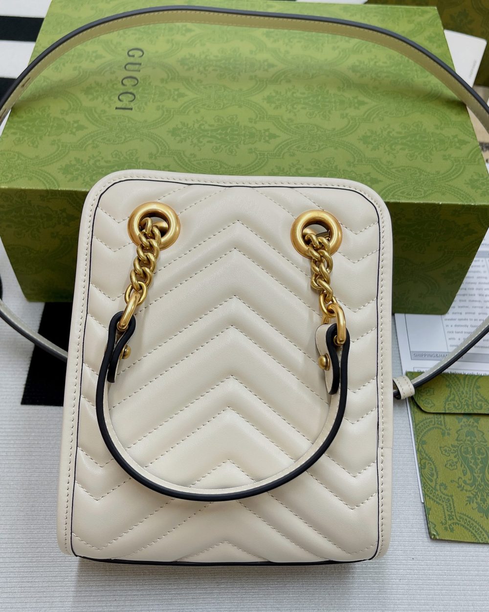 1:1 Replica Gucci Marmont Matelasse Mini Bag White For Women, Women's Bags 7.5in/19cm GG 696123 DTDHT 9022