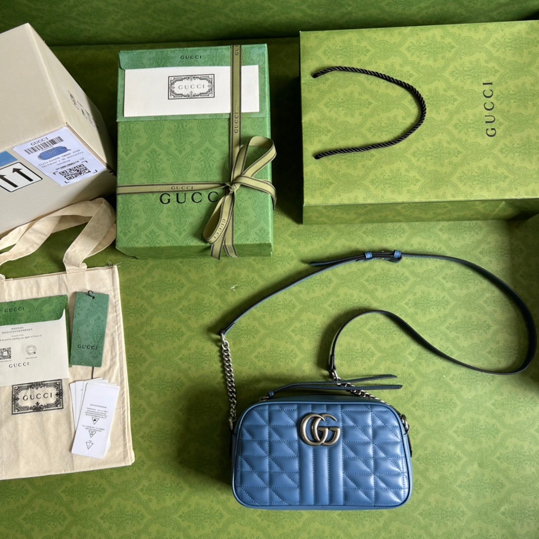 1:1 Replica Gucci Marmont Matelasse Shoulder Bag Blue For Women, Women's Bags 9.5in/24cm GG 634936 UM8BF 4340 - Image 10