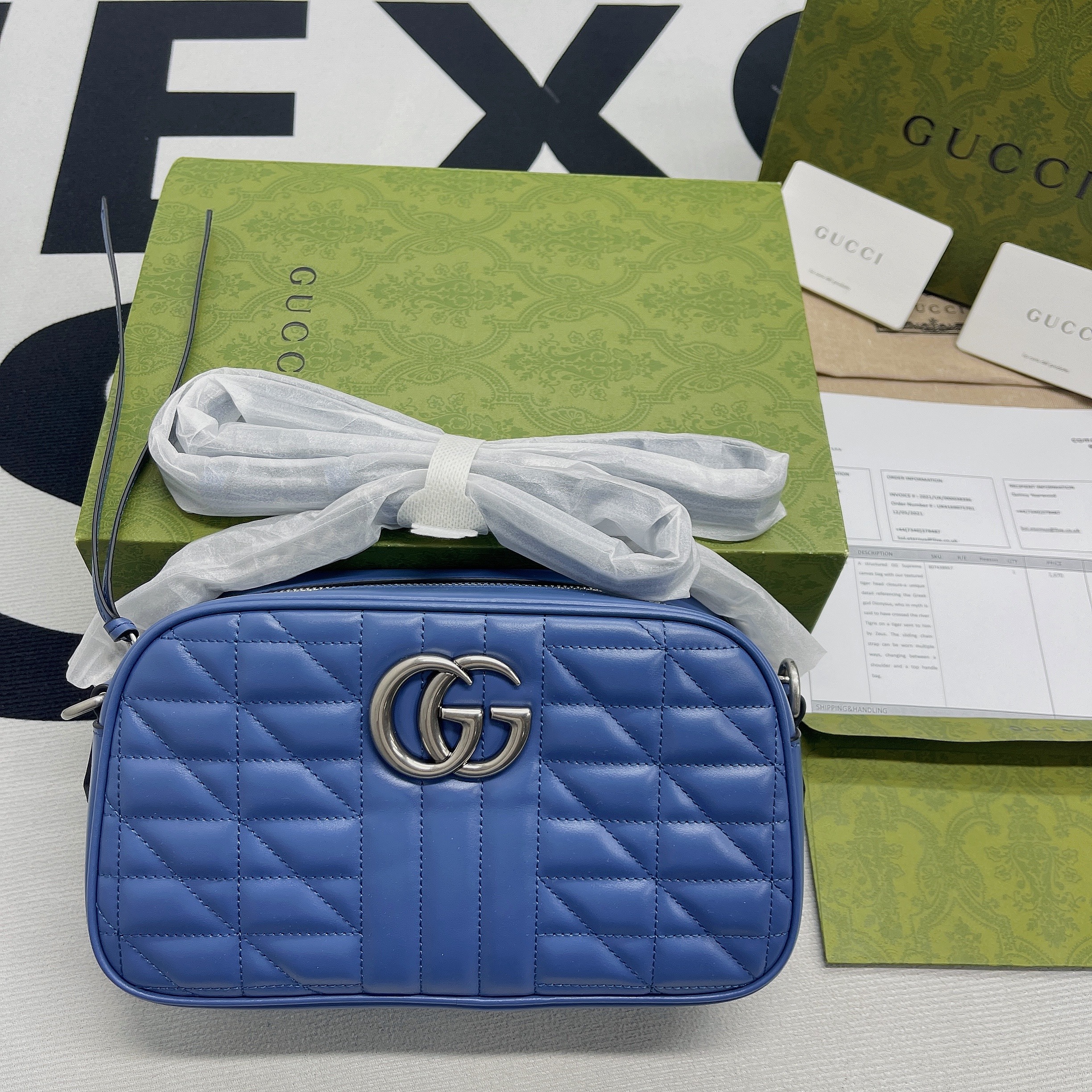 1:1 Replica Gucci Marmont Matelasse Shoulder Bag Blue For Women, Women's Bags 9.5in/24cm GG 634936 UM8BF 4340 - Image 9