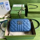 1:1 Replica Gucci Marmont Matelasse Shoulder Bag Blue For Women, Women's Bags 9.5in/24cm GG 634936 UM8BF 4340