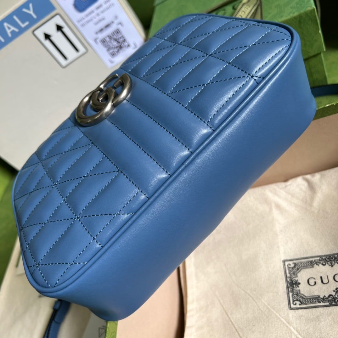 1:1 Replica Gucci Marmont Matelasse Shoulder Bag Blue For Women, Women's Bags 9.5in/24cm GG 634936 UM8BF 4340 - Image 3