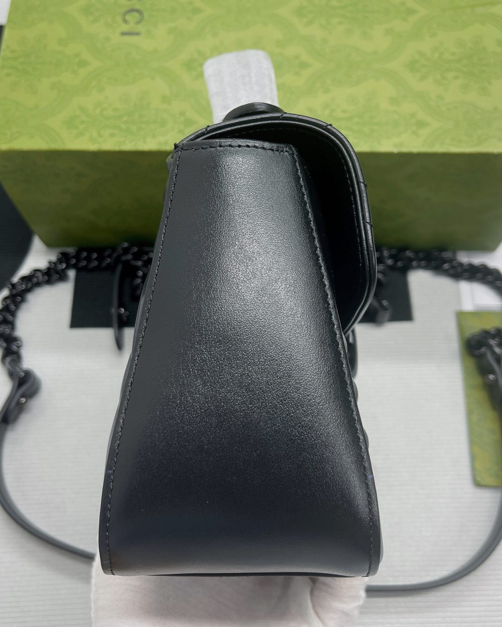 1:1 Replica Gucci Marmont Mini Top Handle Bag Black For Women, Women's Bags 8.3in/21cm GG 