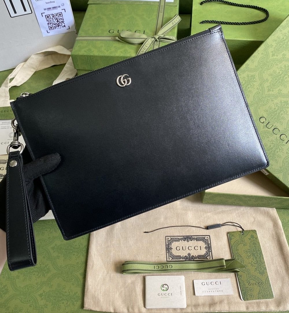 1:1 Replica Gucci Marmont Pouch Black 31cm GG 475317 DJ20T 1000