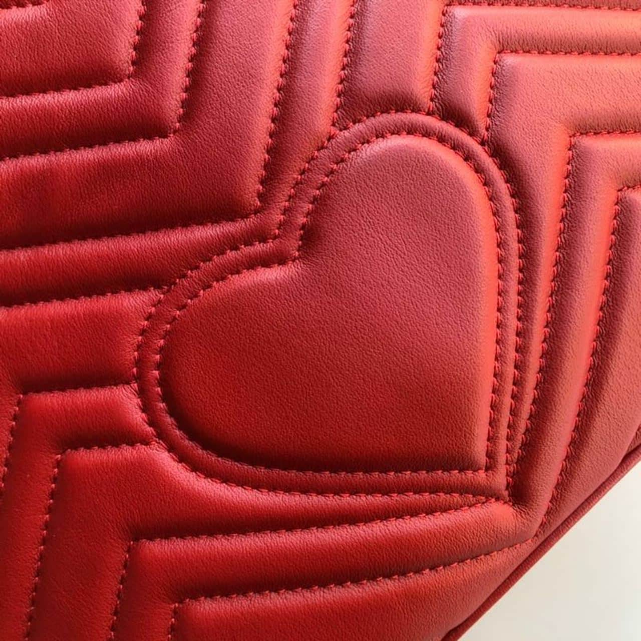 1:1 Replica Gucci Marmont Small Matelassé Shoulder Bag Hibiscus Red Matelassé Chevron For Women 10in/26cm GG 443497 DTDIT 6433 - Image 6