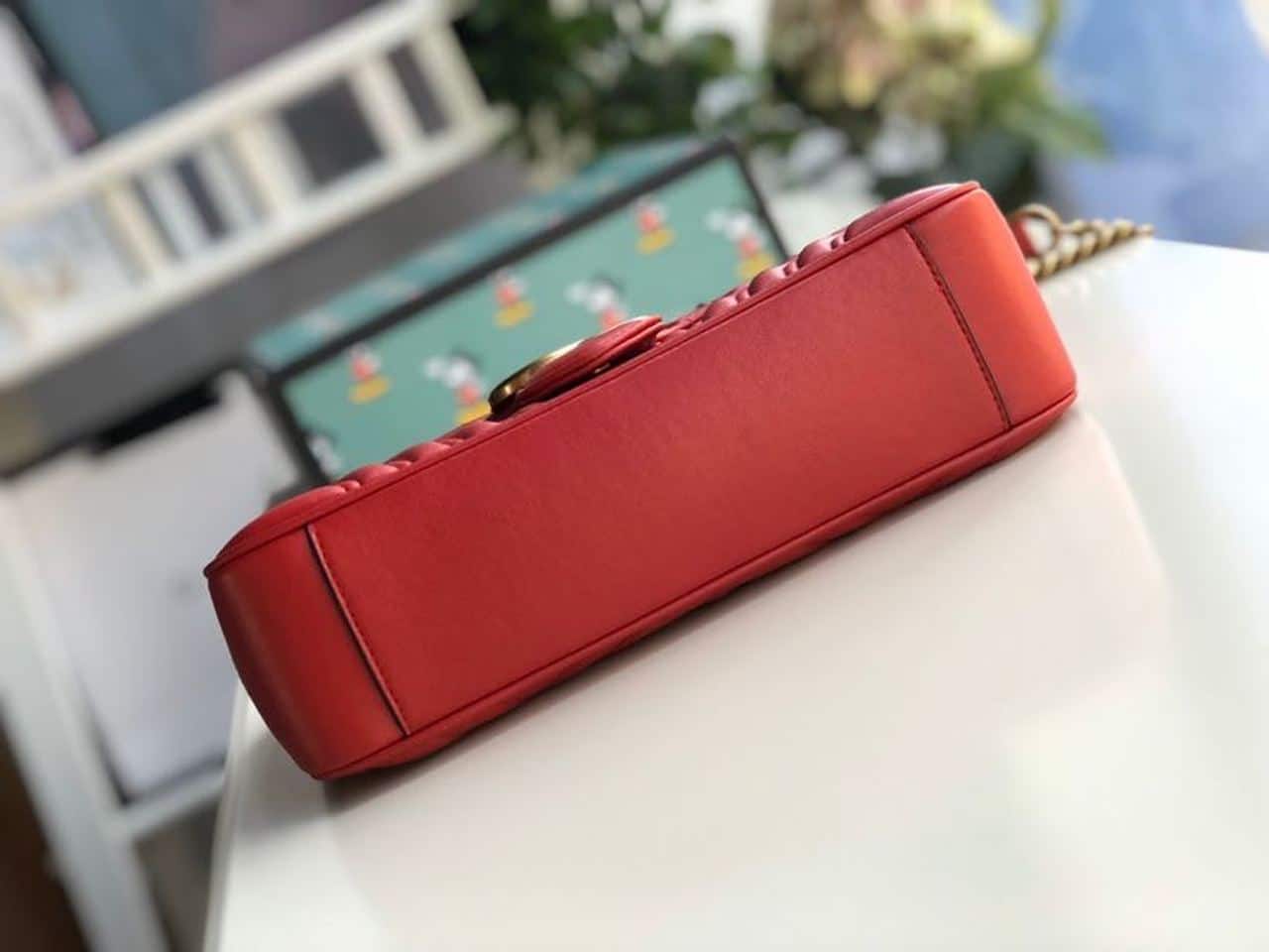 1:1 Replica Gucci Marmont Small Matelassé Shoulder Bag Hibiscus Red Matelassé Chevron For Women 10in/26cm GG 443497 DTDIT 6433 - Image 4
