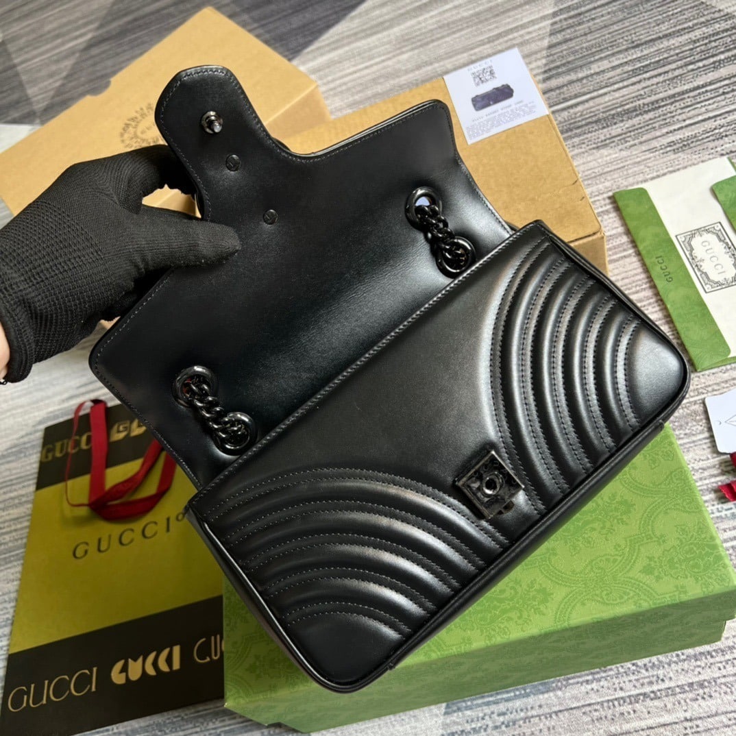 1:1 Replica Gucci Marmont Small Matelasse Shoulder Bag Black For Women, Women's Bags 10in/25cm GG - Image 5