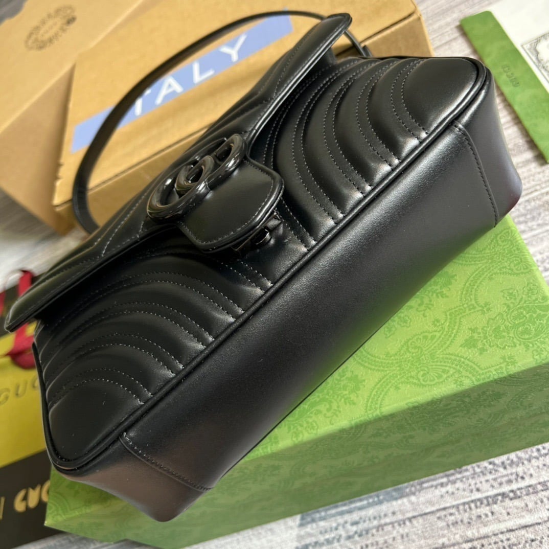 1:1 Replica Gucci Marmont Small Matelasse Shoulder Bag Black For Women, Women's Bags 10in/25cm GG - Image 2