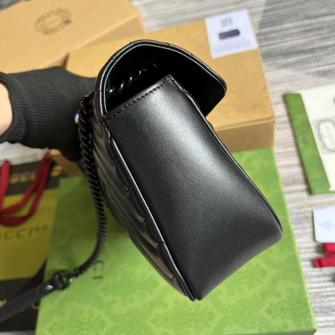 1:1 Replica Gucci Marmont Small Matelasse Shoulder Bag Black For Women, Women's Bags 10in/25cm GG - Image 7