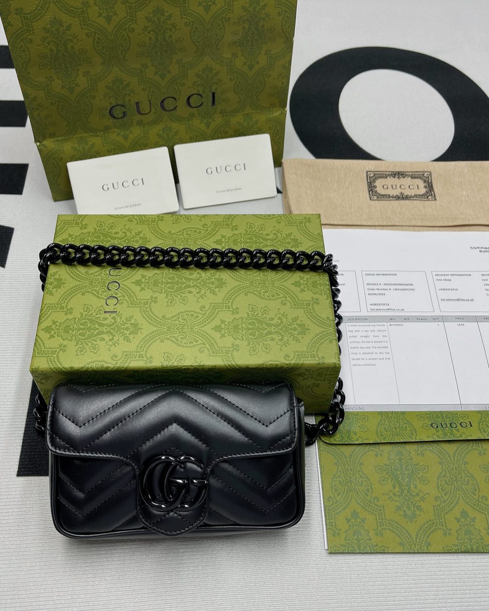 1:1 Replica Gucci Marmont Super Mini Bag Black For Women, Women's Bags 6.2in/17cm GG