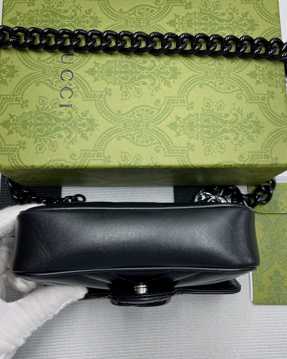 1:1 Replica Gucci Marmont Super Mini Bag Black For Women, Women's Bags 6.2in/17cm GG