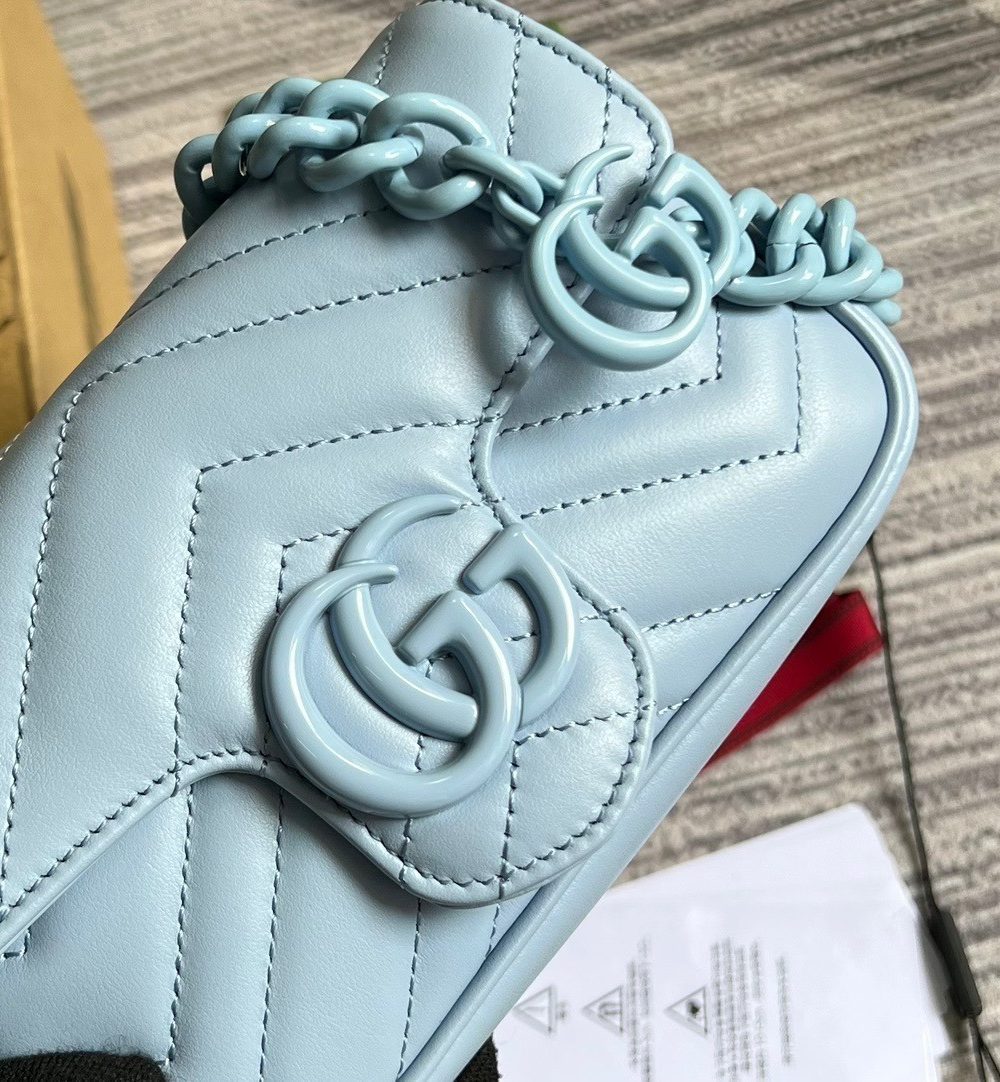 1:1 Replica Gucci Marmont Super Mini Bag Blue For Women, Women's Bags 6.2in/17cm GG