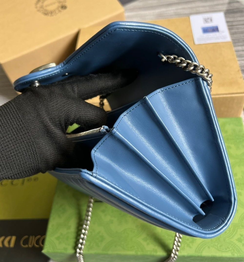 1:1 Replica Gucci Marmont Super Mini Bag Blue For Women, Women's Bags 6.2in/17cm GG 476433 DTD5F 4340