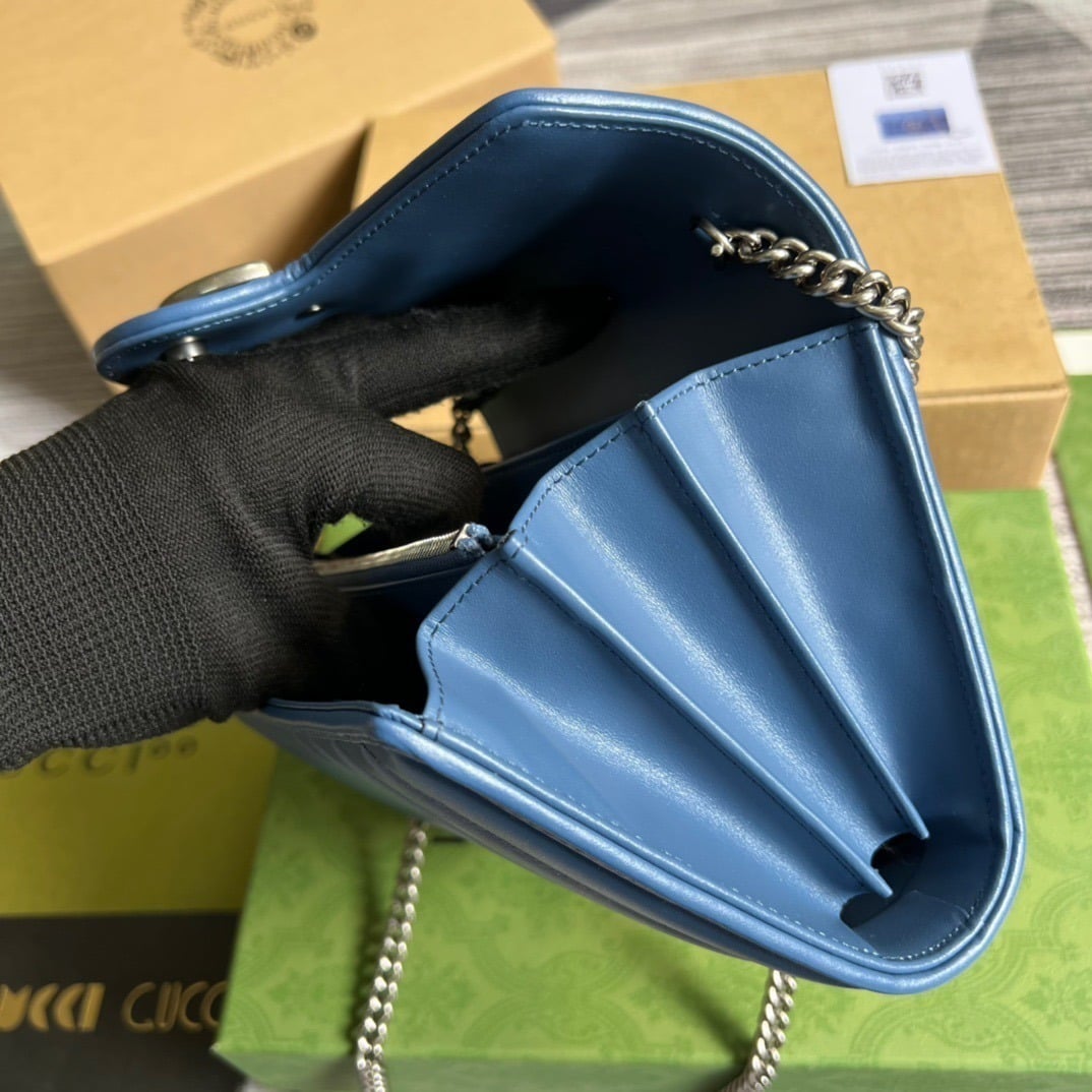 1:1 Replica Gucci Marmont Super Mini Bag Blue For Women, Women's Bags 6.2in/17cm GG 476433 DTD5F 4340 - Image 5