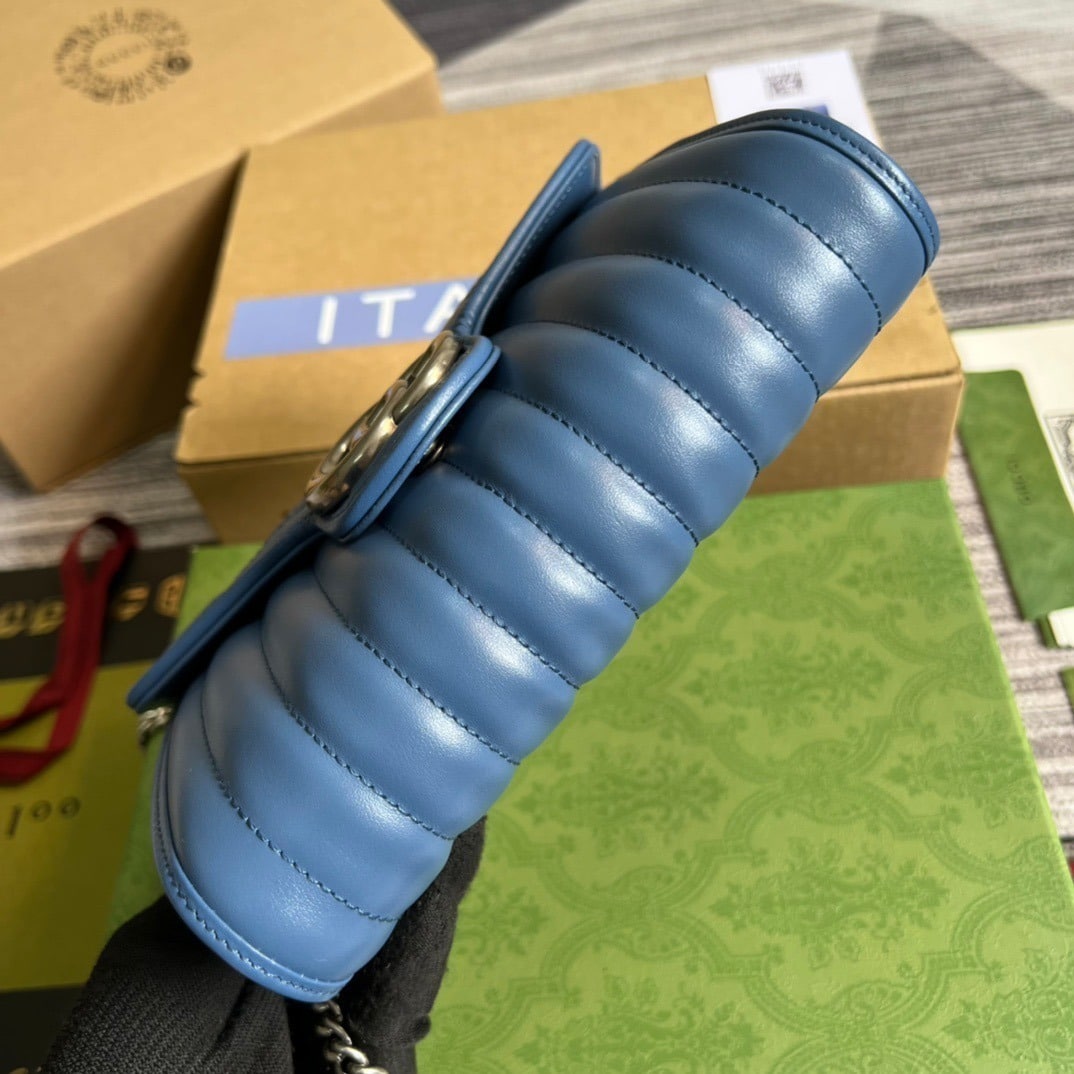 1:1 Replica Gucci Marmont Super Mini Bag Blue For Women, Women's Bags 6.2in/17cm GG 476433 DTD5F 4340 - Image 2