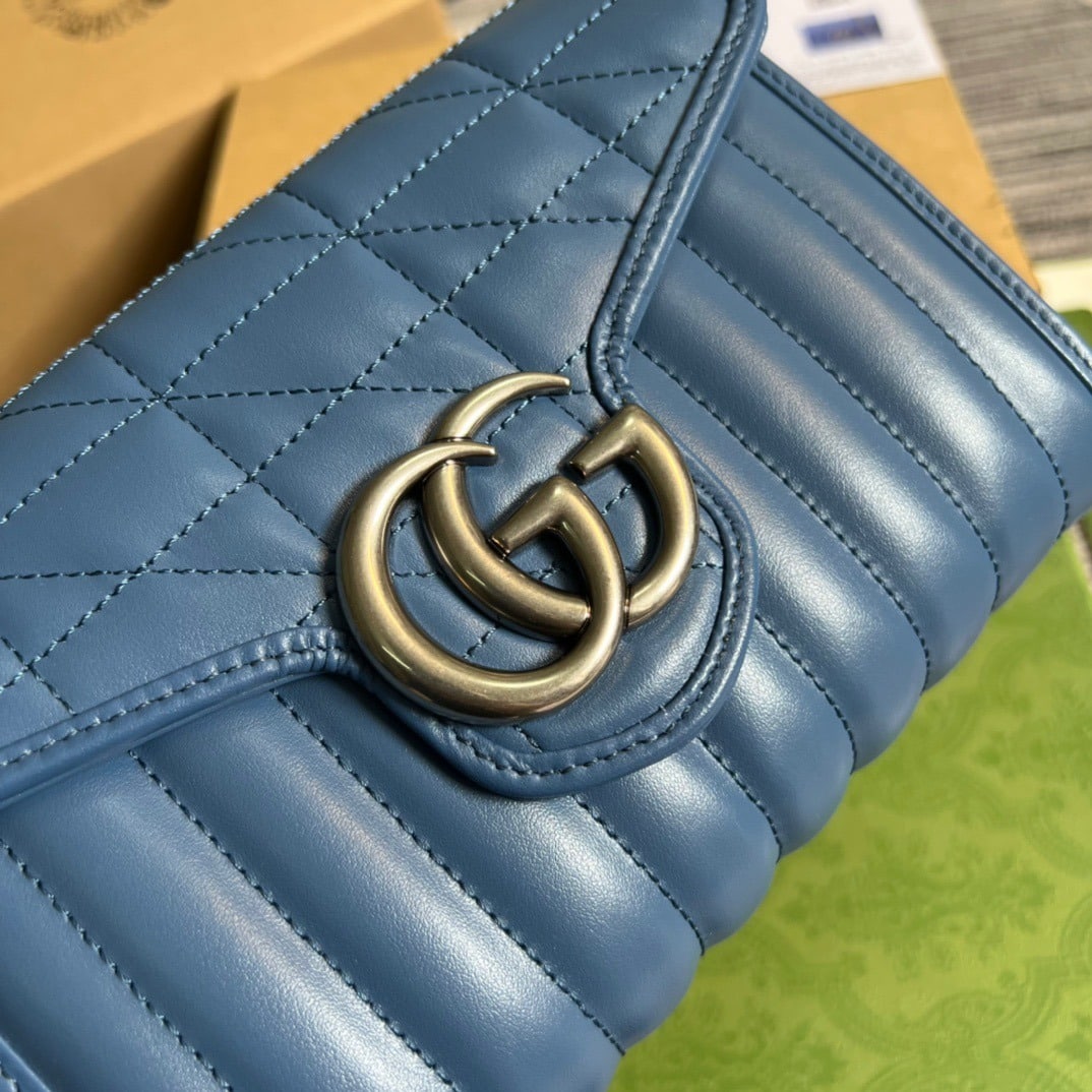 1:1 Replica Gucci Marmont Super Mini Bag Blue For Women, Women's Bags 6.2in/17cm GG 476433 DTD5F 4340 - Image 11