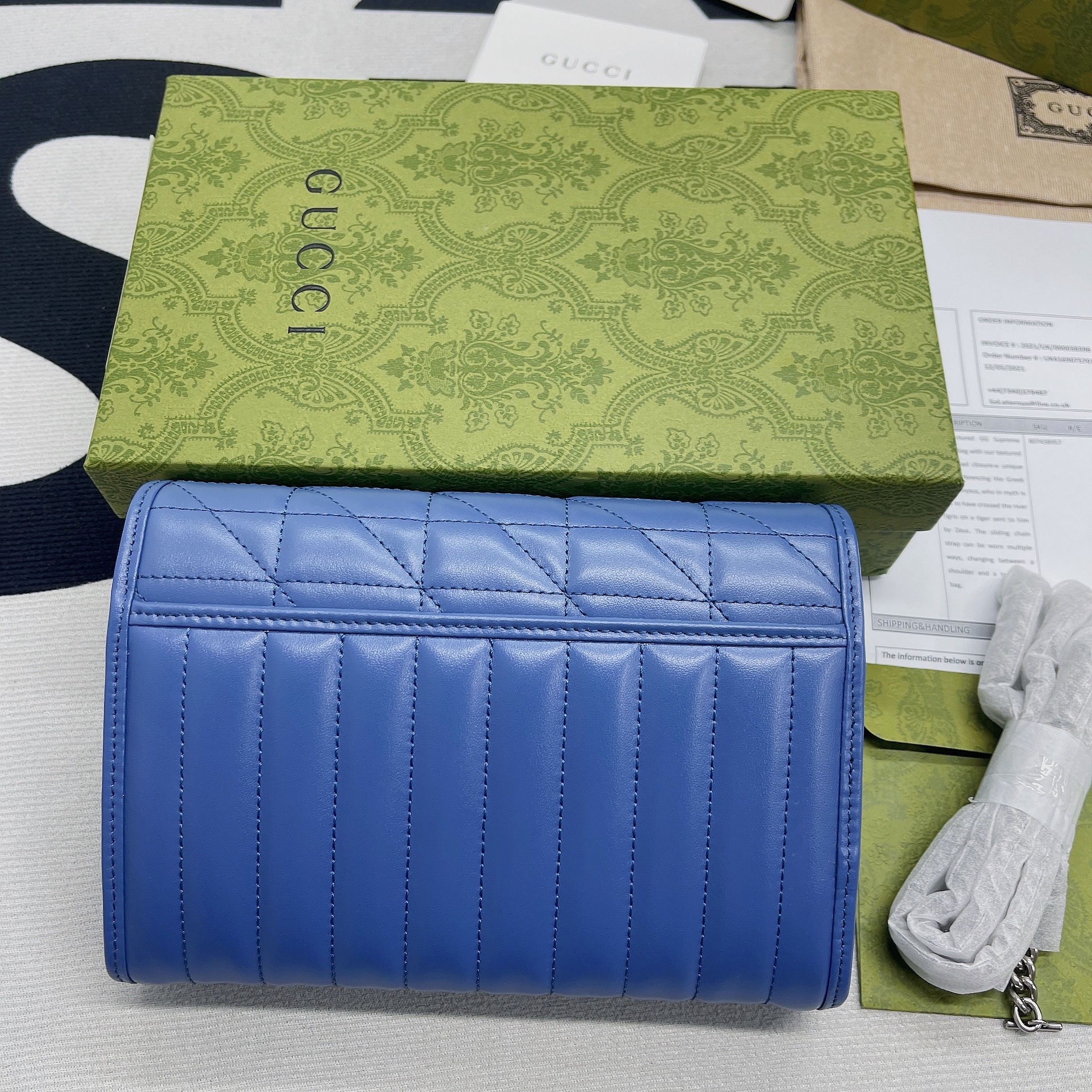 1:1 Replica Gucci Marmont Super Mini Bag Blue For Women, Women's Bags 6.2in/17cm GG 476433 DTD5F 4340 - Image 4