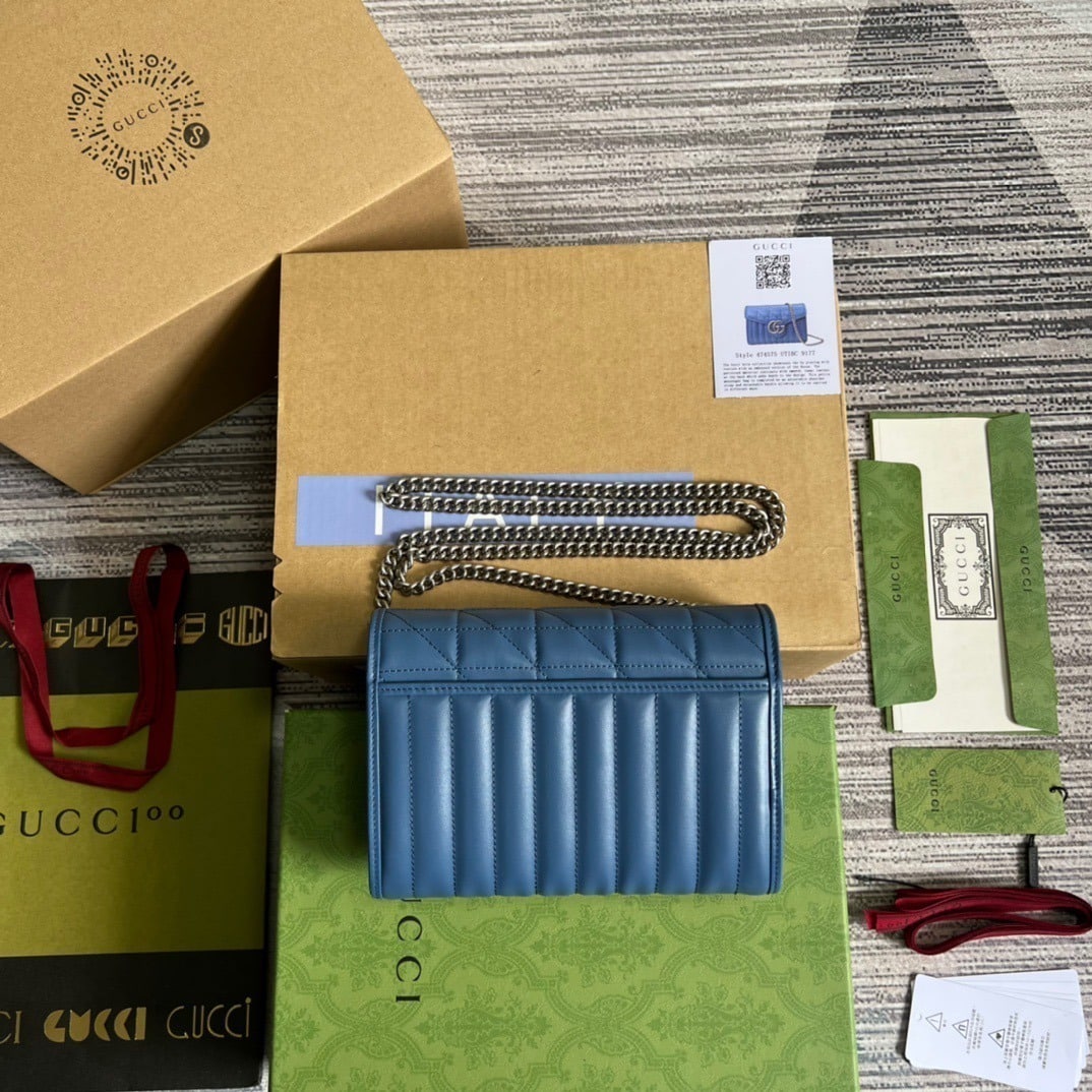 1:1 Replica Gucci Marmont Super Mini Bag Blue For Women, Women's Bags 6.2in/17cm GG 476433 DTD5F 4340 - Image 3