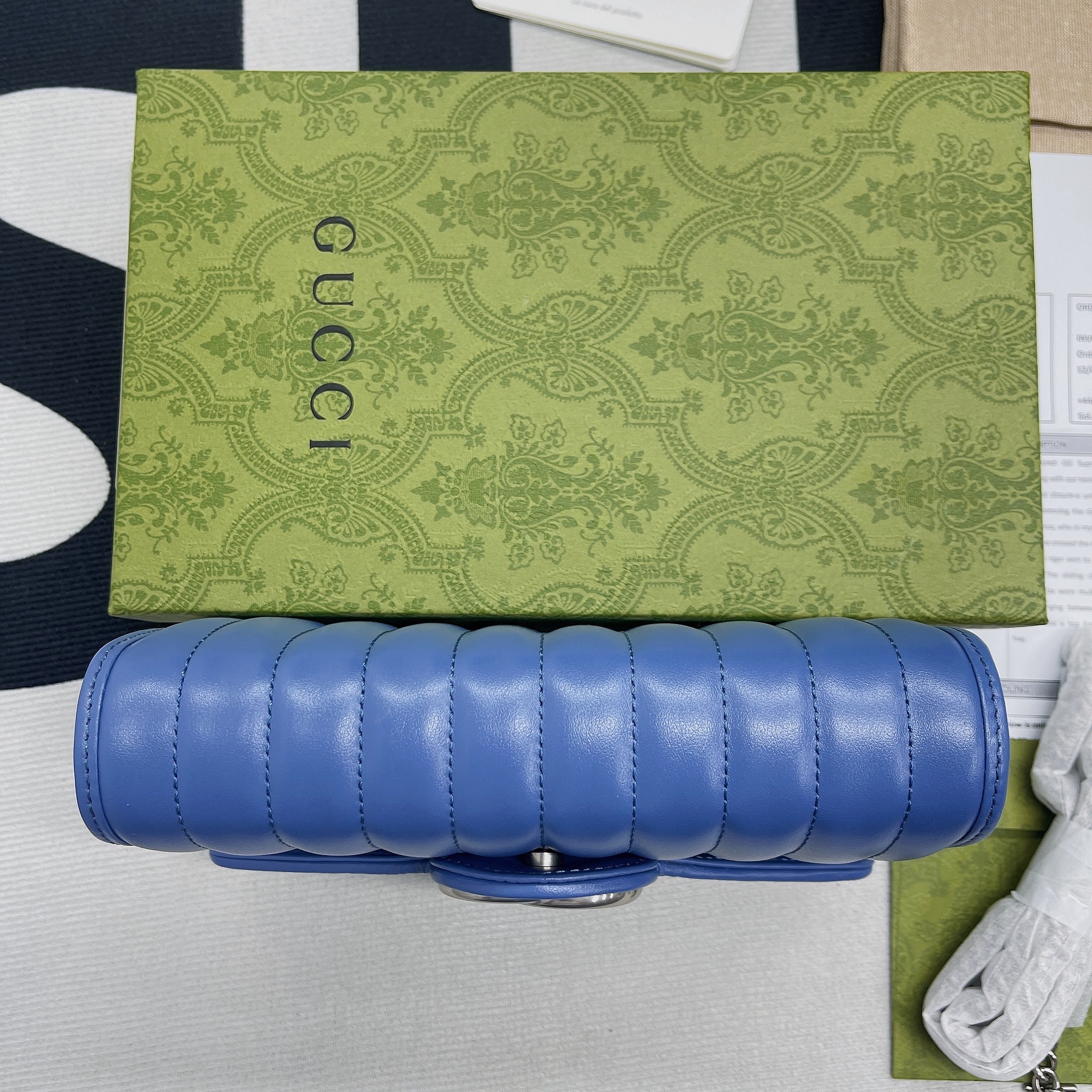 1:1 Replica Gucci Marmont Super Mini Bag Blue For Women, Women's Bags 6.2in/17cm GG 476433 DTD5F 4340 - Image 8