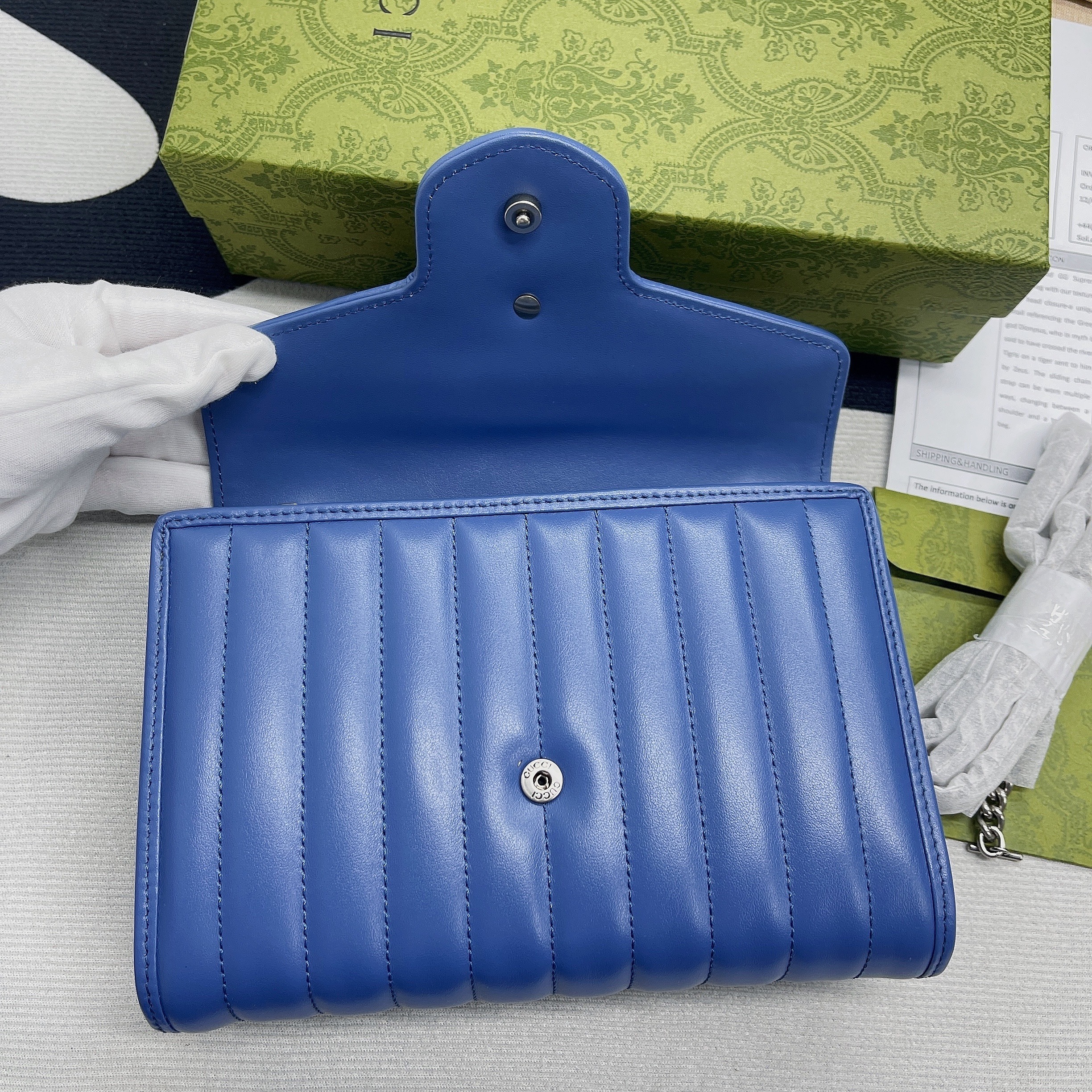 1:1 Replica Gucci Marmont Super Mini Bag Blue For Women, Women's Bags 6.2in/17cm GG 476433 DTD5F 4340 - Image 10