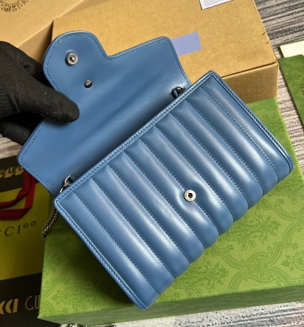 1:1 Replica Gucci Marmont Super Mini Bag Blue For Women, Women's Bags 6.2in/17cm GG 476433 DTD5F 4340