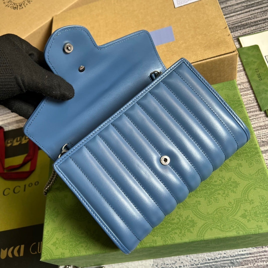 1:1 Replica Gucci Marmont Super Mini Bag Blue For Women, Women's Bags 6.2in/17cm GG 476433 DTD5F 4340 - Image 13