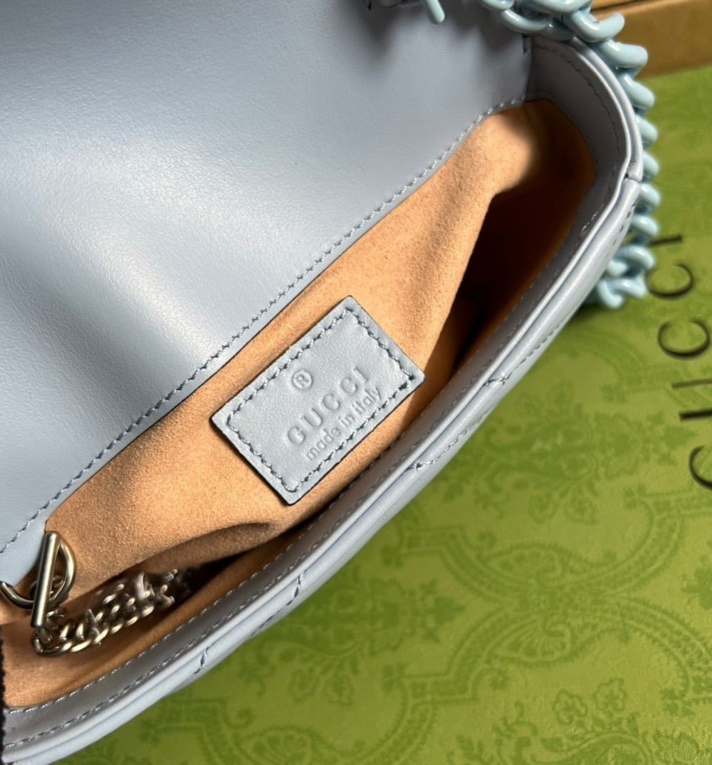 1:1 Replica Gucci Marmont Super Mini Bag Blue For Women, Women's Bags 6.2in/17cm GG