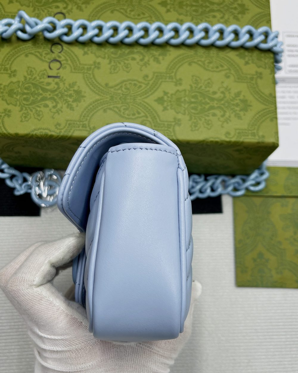 1:1 Replica Gucci Marmont Super Mini Bag Blue For Women, Women's Bags 6.2in/17cm GG