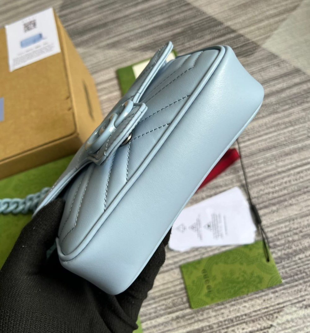 1:1 Replica Gucci Marmont Super Mini Bag Blue For Women, Women's Bags 6.2in/17cm GG