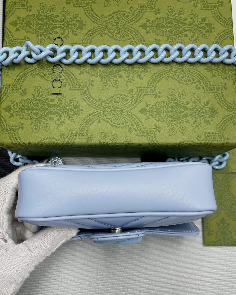 1:1 Replica Gucci Marmont Super Mini Bag Blue For Women, Women's Bags 6.2in/17cm GG